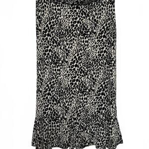 Black and White Animal Print Middi Skirt